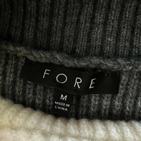 FORE Cream Gray Colorblock Sweater Women Size Medium - Picture 8 of 9